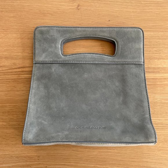 NWT!! gorgeous CREATURES OF COMFORT Gilda Bag - Suede Grey/ Blue - Picture 3 of 12